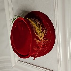 Vintage Red Velvet feather hat
